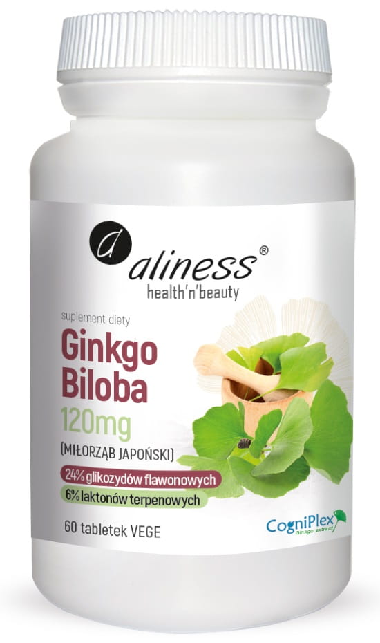 Ginkgo Biloba (miłorząb japoński) 120 mg x 60 Vege tab – Aliness